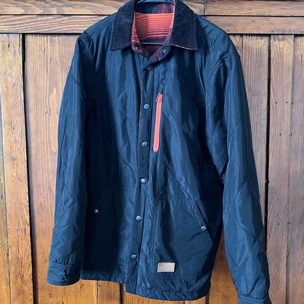 Men's Black ThirtyTwo Quilted Jacket with Orange Accents
